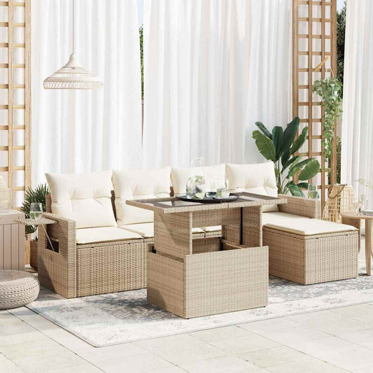 Sofasæt Til Haven 6 Dele Med Hynder Polyrattan - Hovedbillede