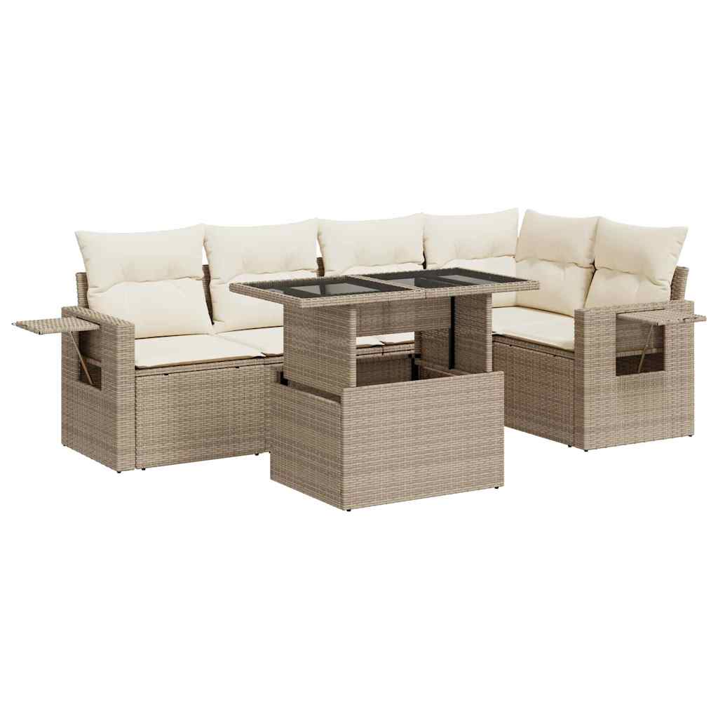 Sofasæt Til Haven 6 Dele Med Hynder Polyrattan - Billede 2
