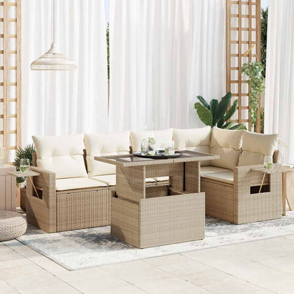 Sofasæt Til Haven 6 Dele Med Hynder Polyrattan - Hovedbillede