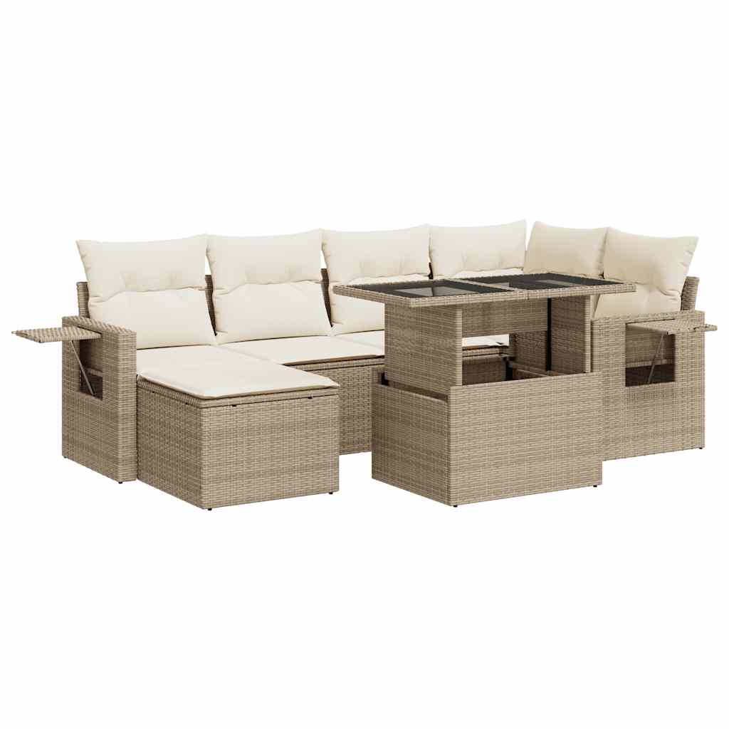 Sofasæt Til Haven 7 Dele Med Hynder Polyrattan - Billede 2