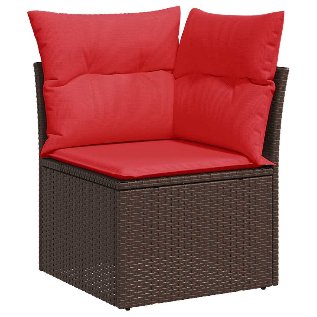 Sofasæt til Haven 10 Dele med Hynder Polyrattan Akacietræ Brun - billede 4