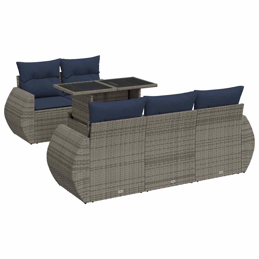 Sofasæt til Haven 6 Dele med Hynder Polyrattan Akacietræ - billede 2