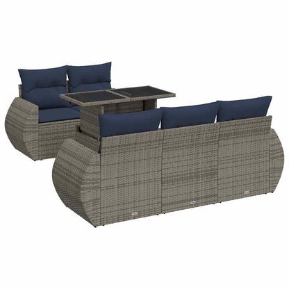 Sofasæt til Haven 6 Dele med Hynder Polyrattan Akacietræ - billede 2