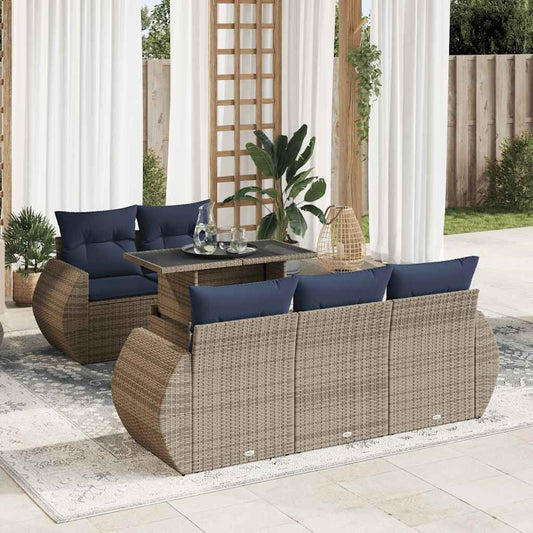 Sofasæt til Haven 6 Dele med Hynder Polyrattan Akacietræ - hovedbillede