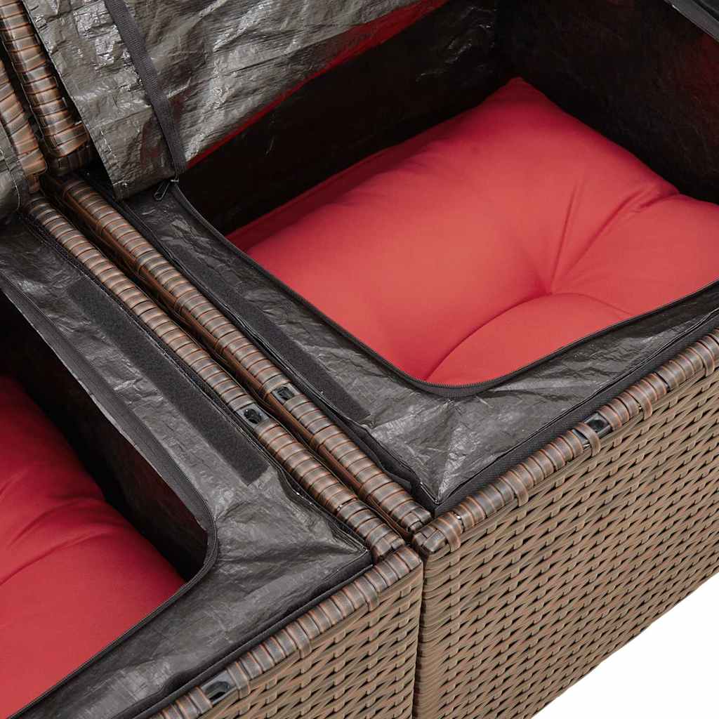 Sofasæt til Haven 7 Dele med Hynder Polyrattan Akacietræ Brun - billede 9