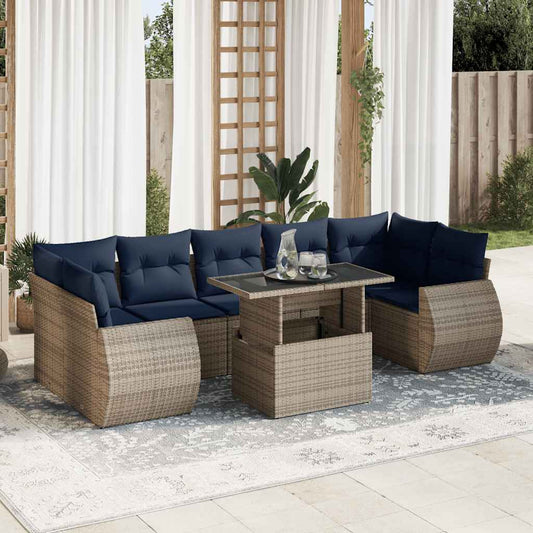 Sofasæt til Haven 8 Dele med Hynder Polyrattan Akacietræ - hovedbillede