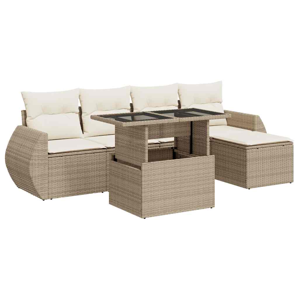 Sofasæt Til Haven 6 Dele Med Hynder Polyrattan - Billede 2