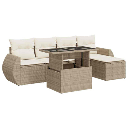 Sofasæt Til Haven 6 Dele Med Hynder Polyrattan - Billede 2