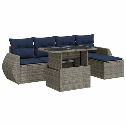 Sofasæt til Haven 6 Dele med Hynder Polyrattan Akacietræ - billede 2
