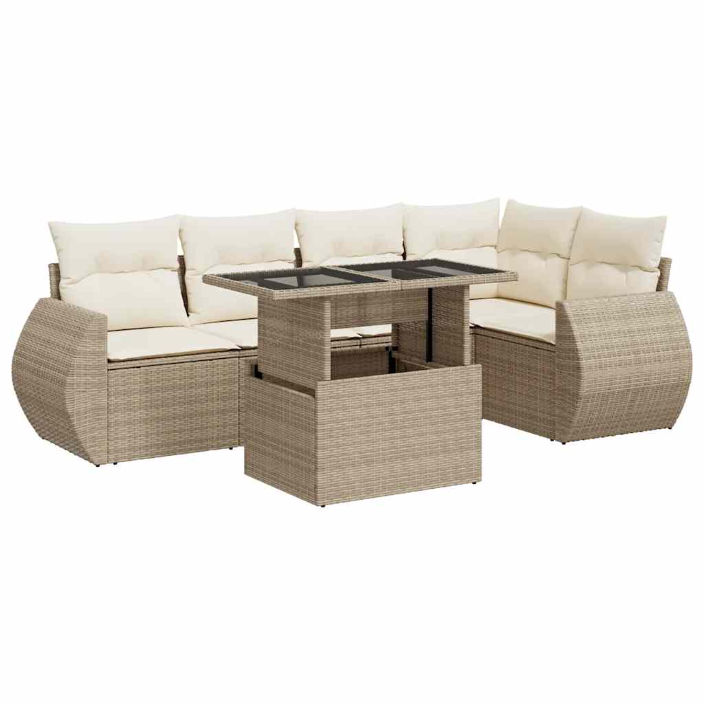 Sofasæt Til Haven 6 Dele Med Hynder Polyrattan - Billede 2
