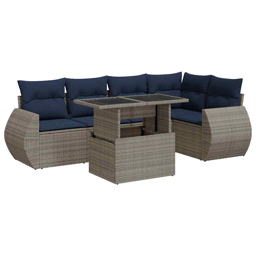 Sofasæt til Haven 6 Dele med Hynder Polyrattan Akacietræ - billede 2