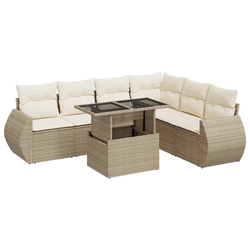 Sofasæt Til Haven 7 Dele Med Hynder Polyrattan - Billede 2