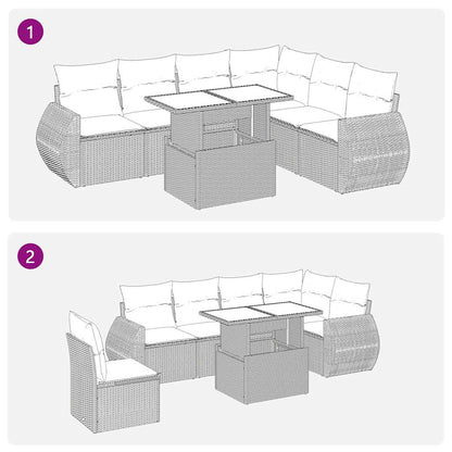 Sofasæt Til Haven 7 Dele Med Hynder Polyrattan - Billede 7
