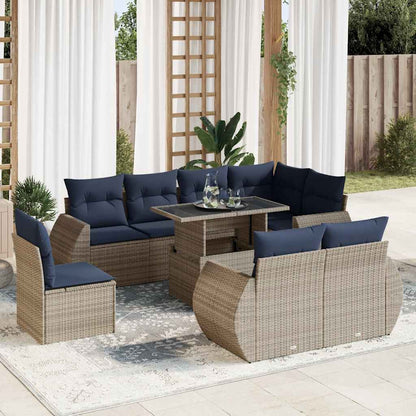 Sofasæt til Haven 9 Dele med Hynder Polyrattan Akacietræ - hovedbillede