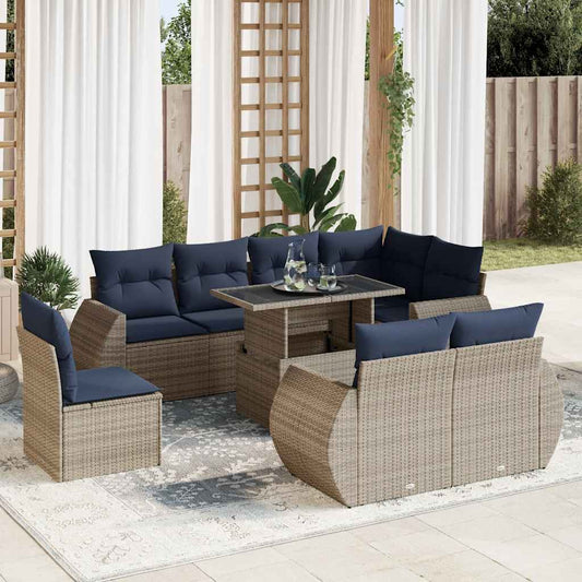 Sofasæt til Haven 9 Dele med Hynder Polyrattan Akacietræ - hovedbillede