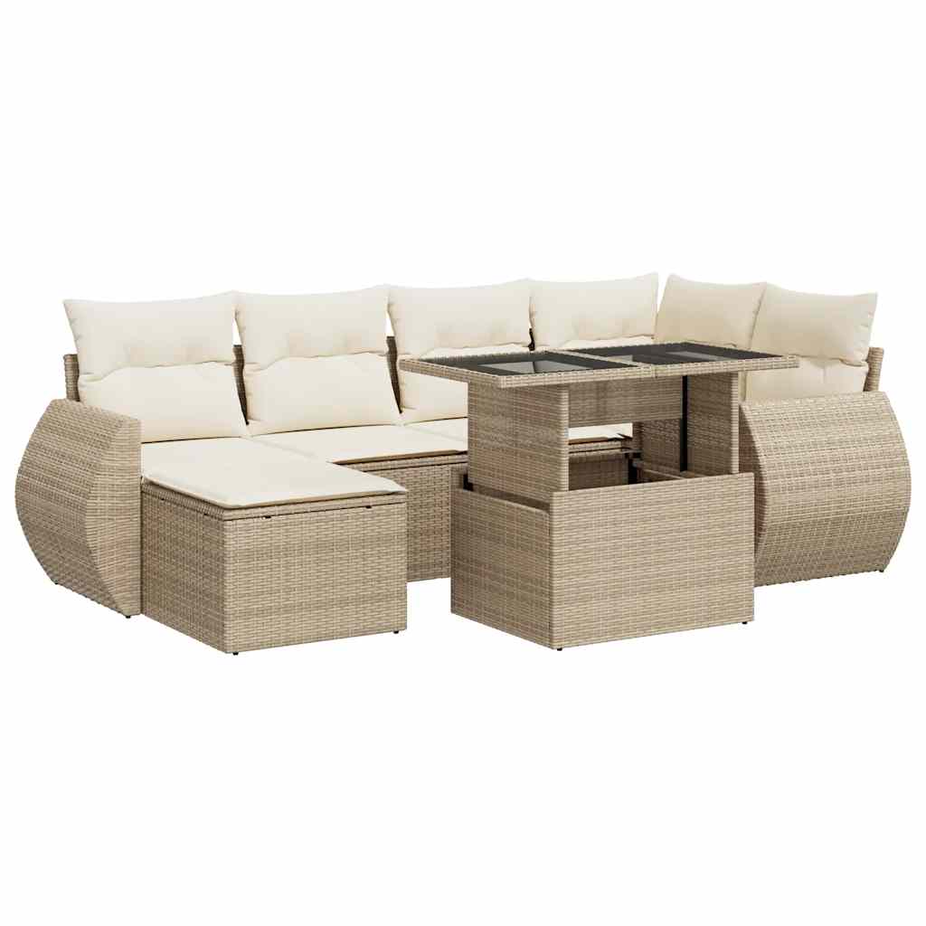 Sofasæt Til Haven 7 Dele Med Hynder Polyrattan - Billede 2