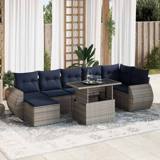 Sofasæt til Haven 8 Dele med Hynder Polyrattan Akacietræ - hovedbillede