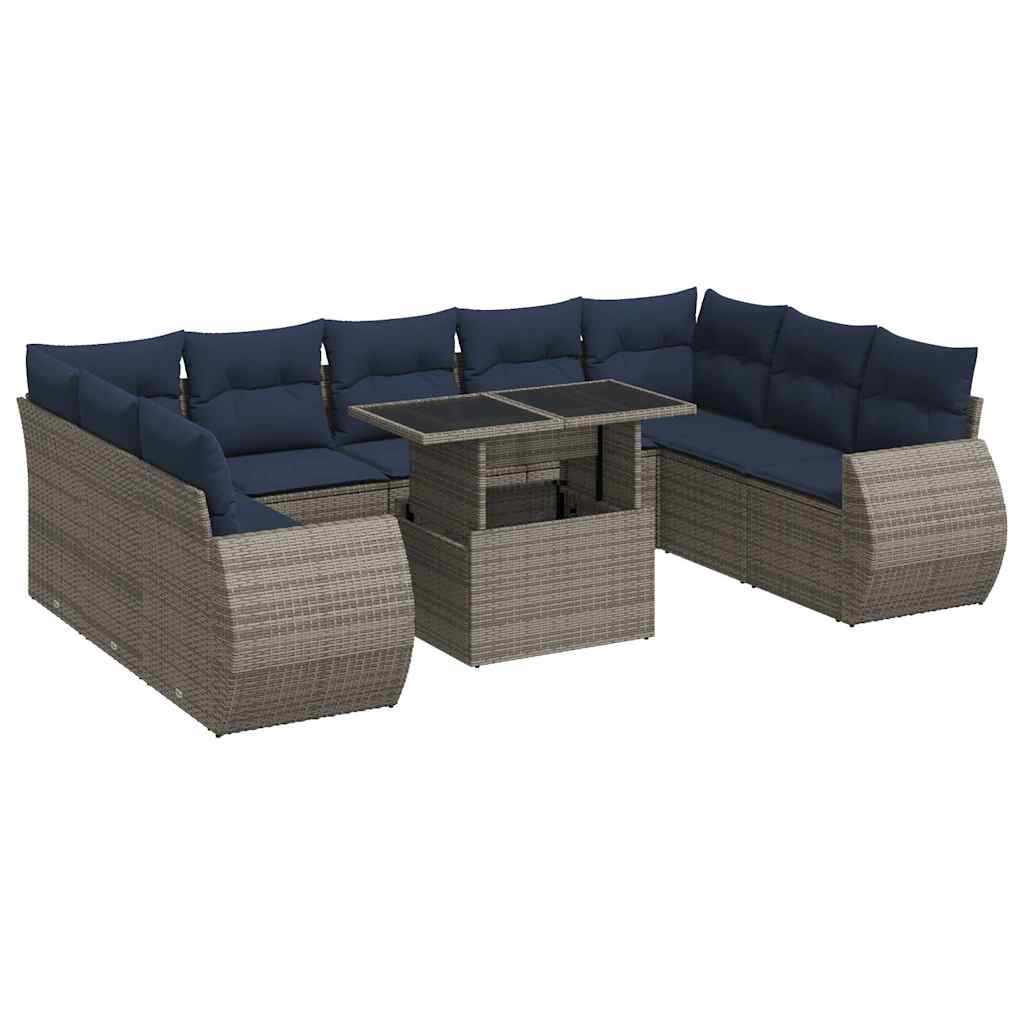 Sofasæt til Haven 10 Dele med Hynder Polyrattan Akacietræ - billede 2