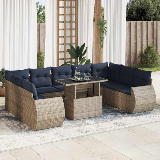Sofasæt til Haven 10 Dele med Hynder Polyrattan Akacietræ - hovedbillede