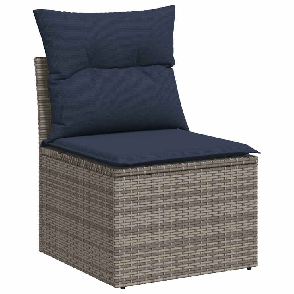 Loungesæt til Haven 11 Dele med Hynder Polyrattan Akacietræ Grå - billede 3