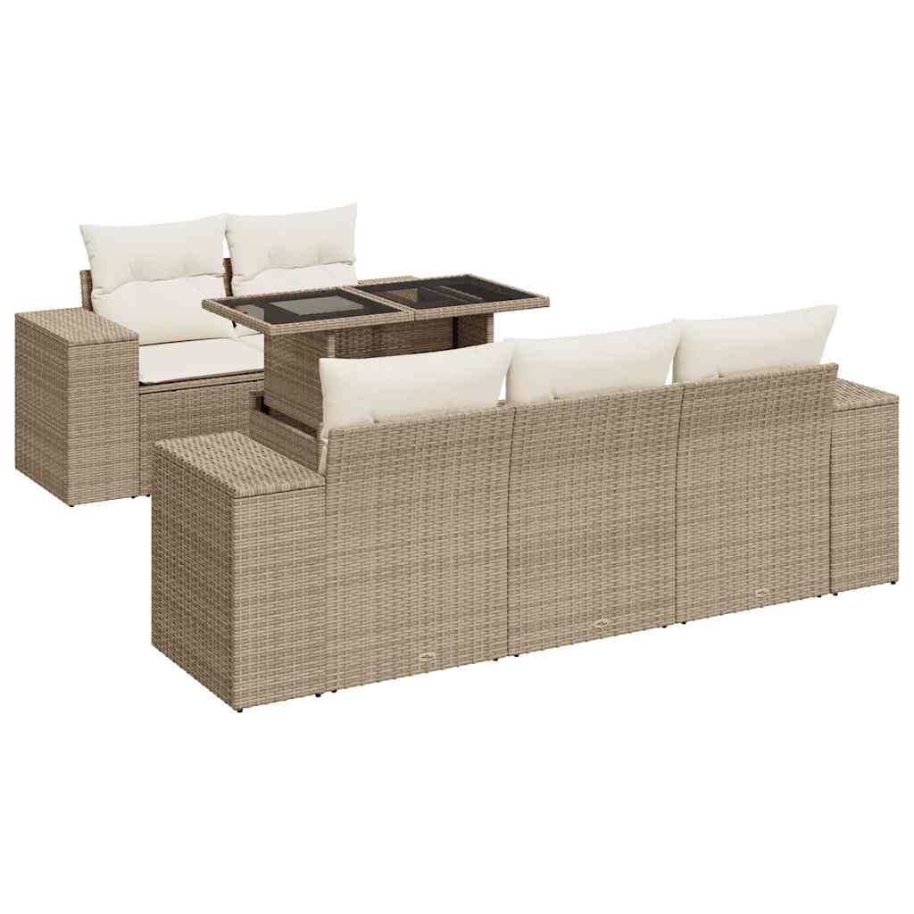 Sofasæt Til Haven 6 Dele Med Hynder Polyrattan - Billede 2