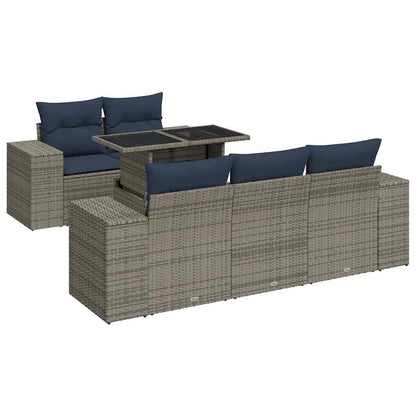 Sofasæt til Haven 6 Dele med Hynder Polyrattan Akacietræ - billede 2