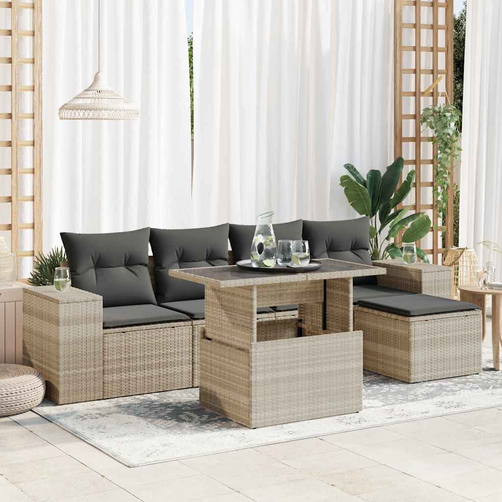 Sofasæt Til Haven 6 Dele Med Hynder Polyrattan - Variant 3326783