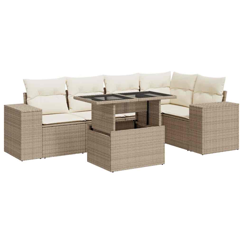 Sofasæt Til Haven 6 Dele Med Hynder Polyrattan - Billede 2