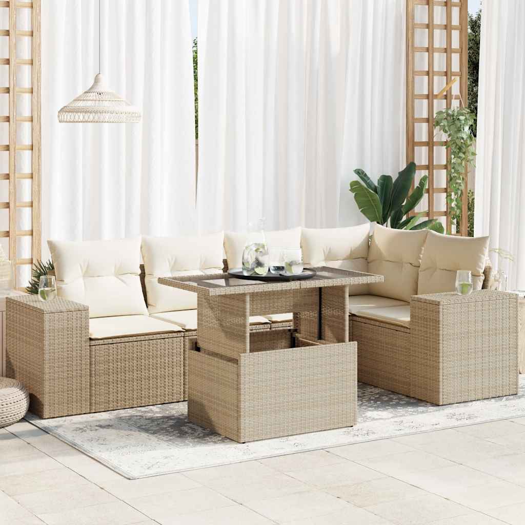 Sofasæt Til Haven 6 Dele Med Hynder Polyrattan - Hovedbillede