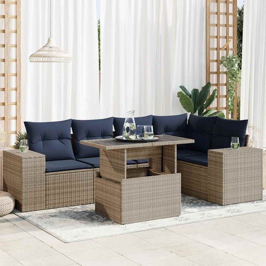 Sofasæt til Haven 6 Dele med Hynder Polyrattan Akacietræ - hovedbillede