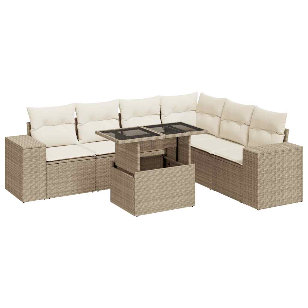 Sofasæt Til Haven 7 Dele Med Hynder Polyrattan - Billede 2