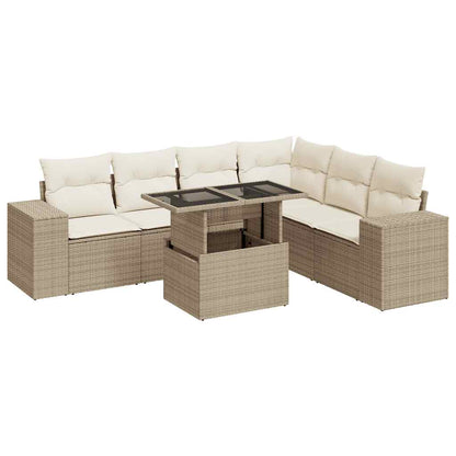 Sofasæt Til Haven 7 Dele Med Hynder Polyrattan - Billede 2