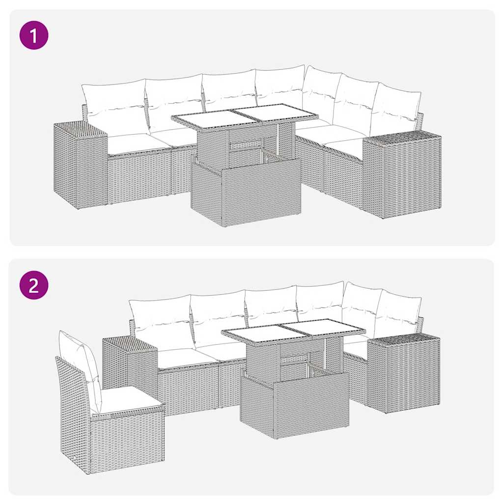 Sofasæt Til Haven 7 Dele Med Hynder Polyrattan - Billede 11