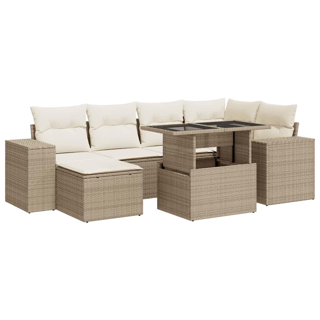 Sofasæt Til Haven 7 Dele Med Hynder Polyrattan - Billede 2