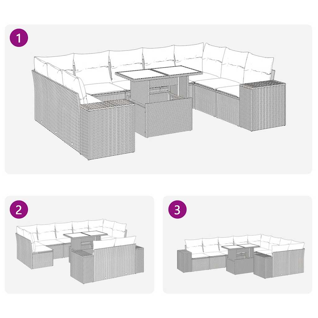 Sofasæt Til Haven 10 Dele Med Hynder Polyrattan - Billede 11