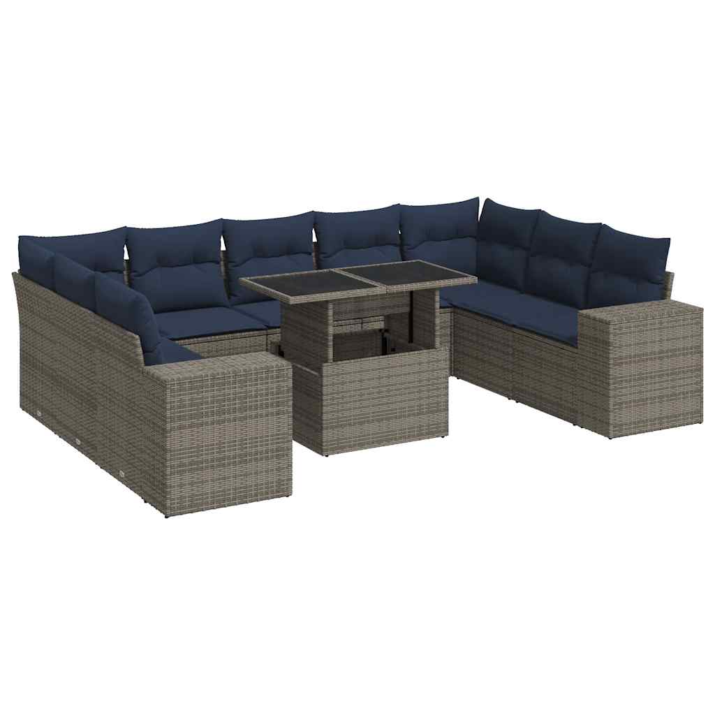 Sofasæt til Haven 10 Dele med Hynder Polyrattan Akacietræ - billede 2