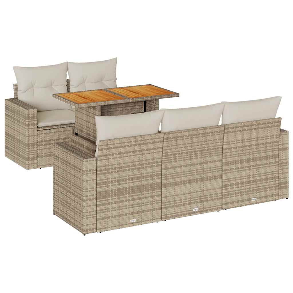 Sofasæt Til Haven 6 Dele Med Hynder Polyrattan - Billede 2