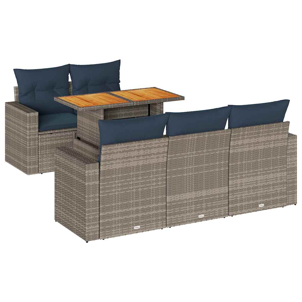 Sofasæt til Haven 6 Dele med Hynder Polyrattan Grå - billede 2