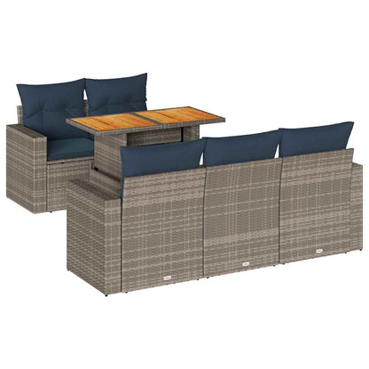 Sofasæt til Haven 6 Dele med Hynder Polyrattan Grå - billede 2