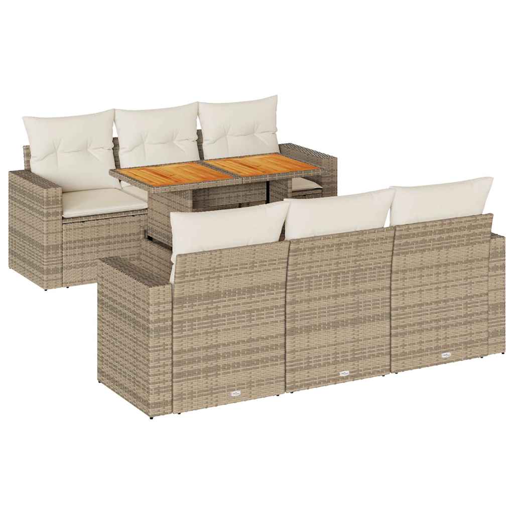 Sofasæt Til Haven 7 Dele Med Hynder Polyrattan - Billede 2