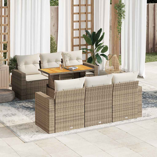 Sofasæt Til Haven 7 Dele Med Hynder Polyrattan - Hovedbillede