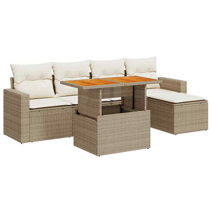 Sofasæt Til Haven 6 Dele Med Hynder Polyrattan - Billede 2