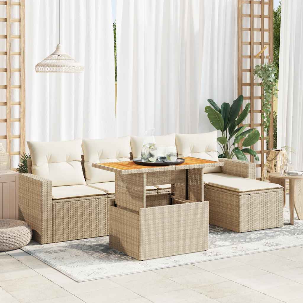 Sofasæt Til Haven 6 Dele Med Hynder Polyrattan - Hovedbillede