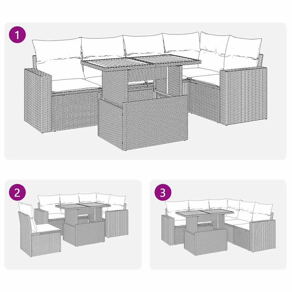 Sofasæt til Haven 6 Dele med Hynder Polyrattan Grå - billede 11