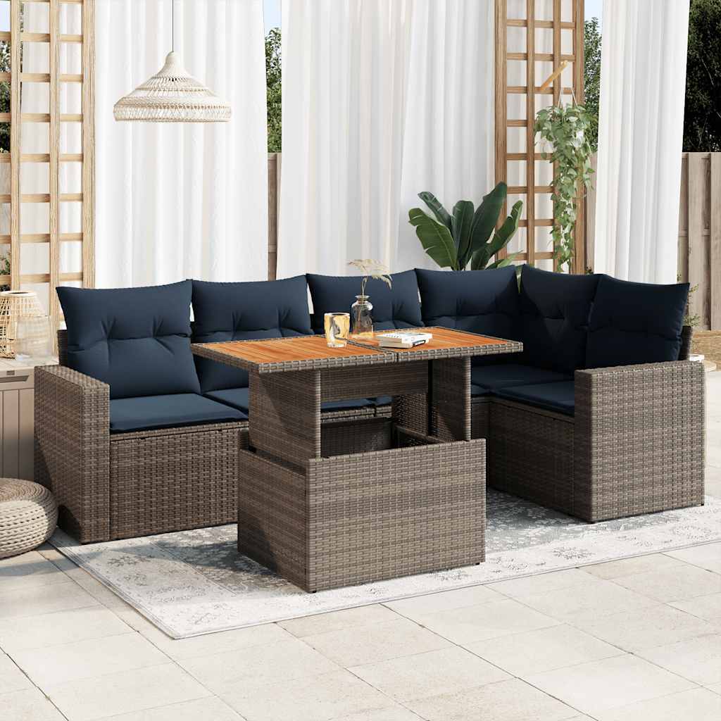 Sofasæt til Haven 6 Dele med Hynder Polyrattan Grå - hovedbillede