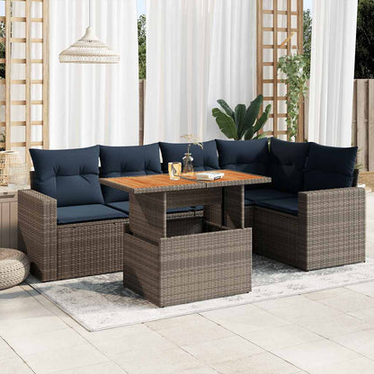 Sofasæt til Haven 6 Dele med Hynder Polyrattan Grå - hovedbillede