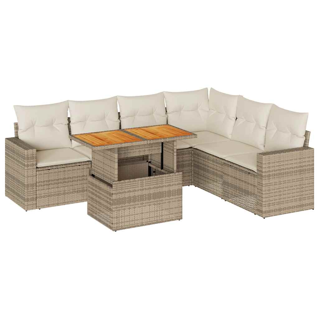 Sofasæt Til Haven 7 Dele Med Hynder Polyrattan - Billede 2