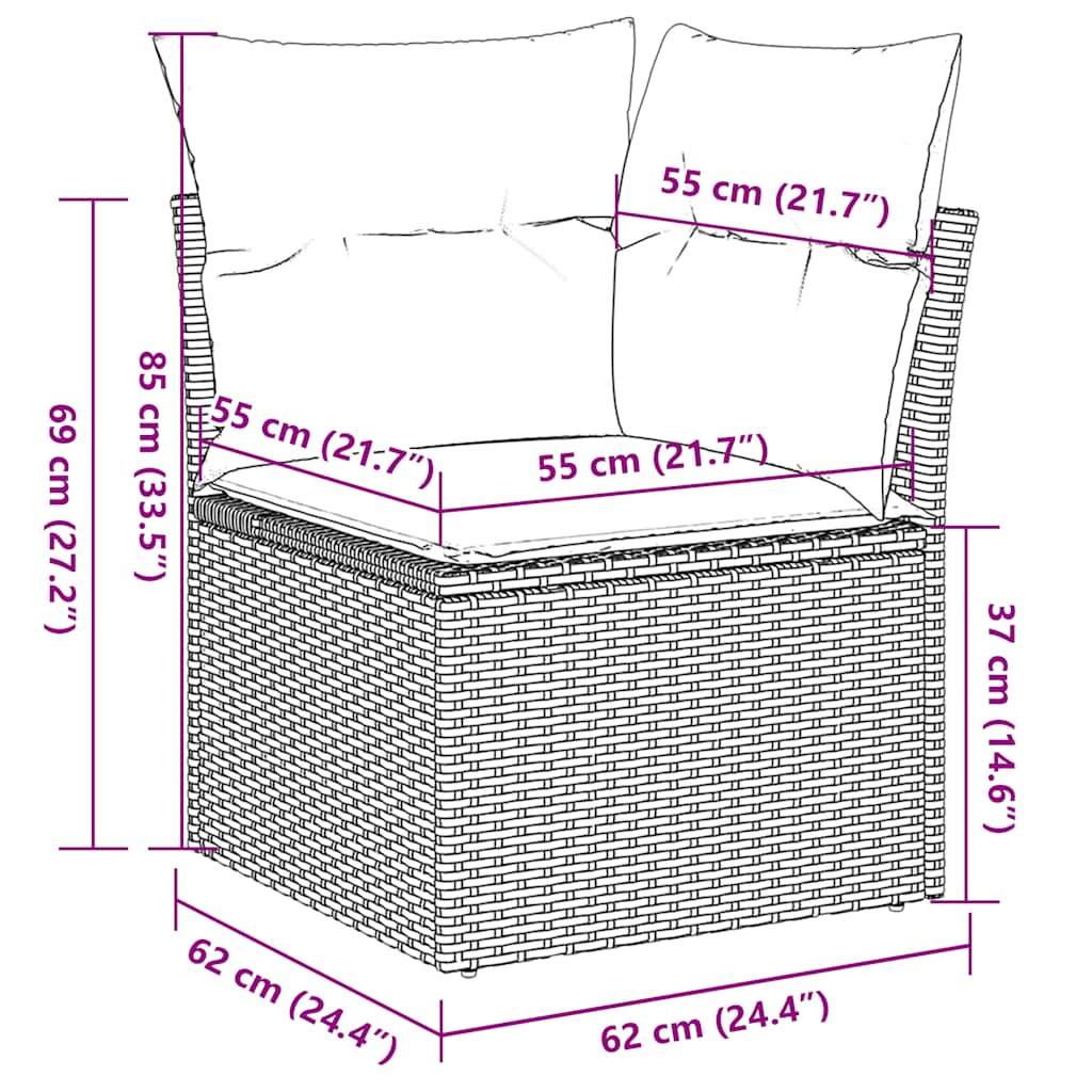 Sofasæt Til Haven 7 Dele Med Hynder Polyrattan - Billede 16