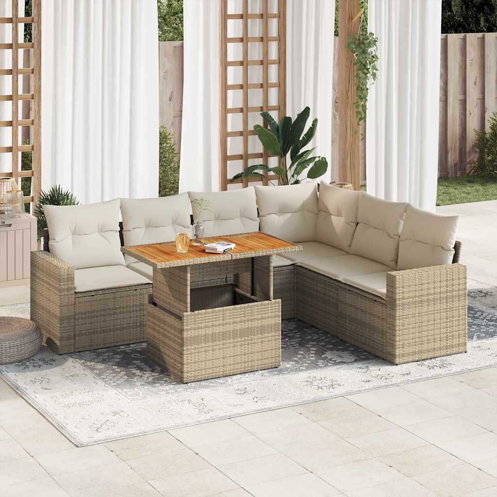 Sofasæt Til Haven 7 Dele Med Hynder Polyrattan - Hovedbillede