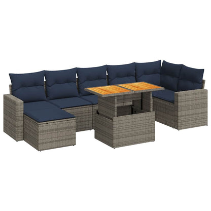 Sofasæt til Haven 8 Dele med Hynder Polyrattan Grå - billede 2